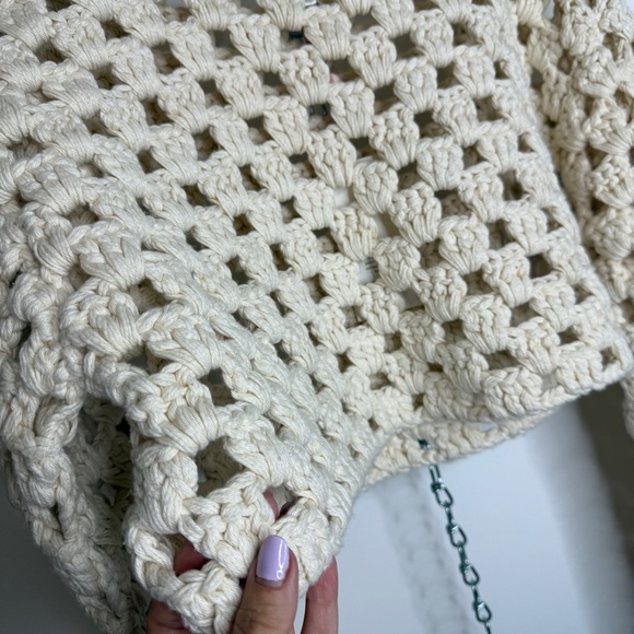 NWT LoveShackFancy crochet crop sweater size L - Picture 8 of 8